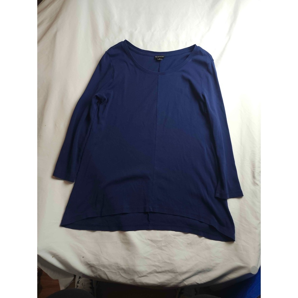 New Directions Tunic Top Womens M Blue Minimalist Clean Girl Grandmacore Flowy